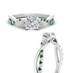Load image into Gallery viewer, infinity-daisy-floral-cushion-cut-emerald-engagement-ring-in-white-gold-FD9986CURGEMGR-NL-WG
