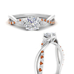 Load image into Gallery viewer, infinity-daisy-floral-cushion-cut-orange-sapphire-engagement-ring-in-white-gold-FD9986CURGSAOR-NL-WG
