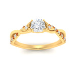 Load image into Gallery viewer, infinity-daisy-floral-cushion-cut-orange-sapphire-engagement-ring-in-yellow-gold-FD9986CURGSAOR-NL-YG
