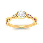Load image into Gallery viewer, infinity-daisy-floral-cushion-cut-pink-sapphire-engagement-ring-in-yellow-gold-FD9986CURGSADRPI-NL-YG
