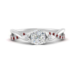 Load image into Gallery viewer, infinity-daisy-floral-cushion-cut-ruby-engagement-ring-in-white-gold-FD9986CURGRUDR-NL-WG
