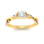 Load image into Gallery viewer, infinity-daisy-floral-cushion-cut-ruby-engagement-ring-in-yellow-gold-FD9986CURGRUDR-NL-YG
