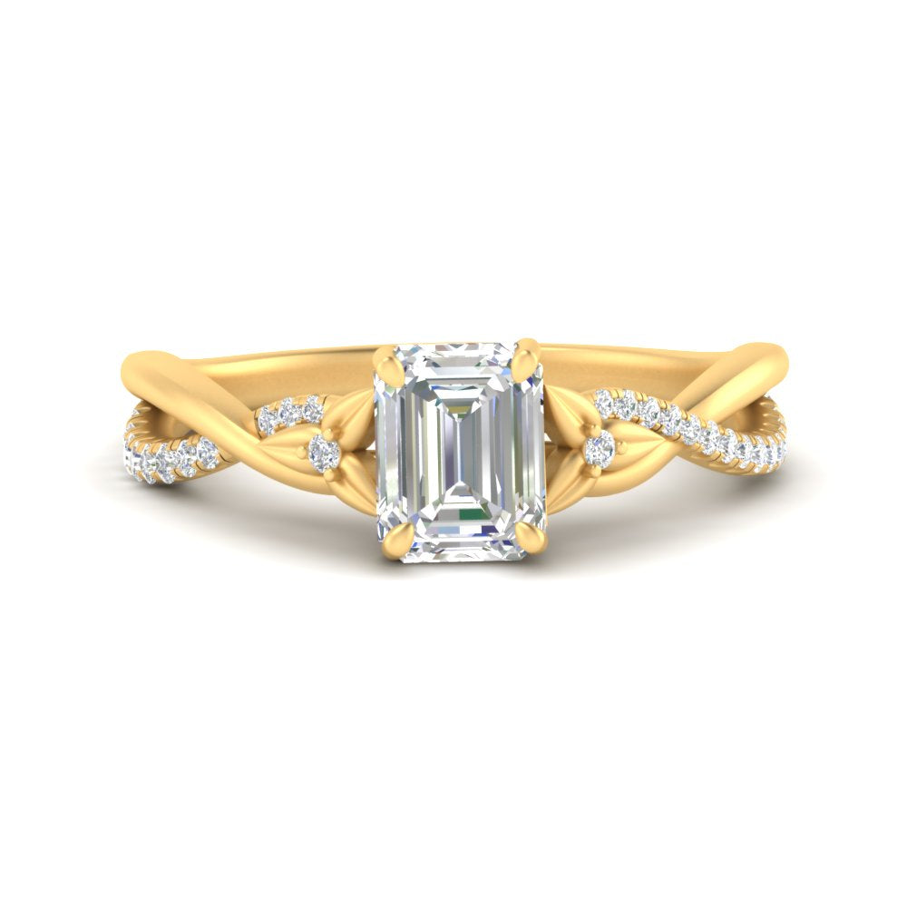 Emerald Cut Infinity Daisy Floral Diamond Ring