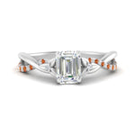 Load image into Gallery viewer, infinity-daisy-floral-emerald-cut-orange-sapphire-engagement-ring-in-white-gold-FD9986EMRGSAOR-NL-WG
