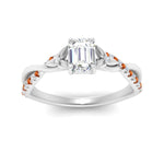 Load image into Gallery viewer, infinity-daisy-floral-emerald-cut-orange-sapphire-engagement-ring-in-white-gold-FD9986EMRGSAOR-NL-WG
