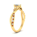 Load image into Gallery viewer, infinity-daisy-floral-emerald-cut-orange-sapphire-engagement-ring-in-yellow-gold-FD9986EMRGSAOR-NL-YG
