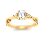 Load image into Gallery viewer, infinity-daisy-floral-emerald-cut-orange-sapphire-engagement-ring-in-yellow-gold-FD9986EMRGSAOR-NL-YG
