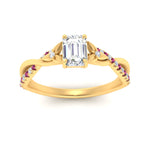 Load image into Gallery viewer, infinity-daisy-floral-emerald-cut-pink-sapphire-engagement-ring-in-yellow-gold-FD9986EMRGSADRPI-NL-YG
