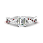 Load image into Gallery viewer, infinity-daisy-floral-emerald-cut-ruby-engagement-ring-in-white-gold-FD9986EMRGRUDR-NL-WG
