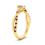 Load image into Gallery viewer, infinity-daisy-floral-emerald-cut-ruby-engagement-ring-in-yellow-gold-FD9986EMRGRUDR-NL-YG

