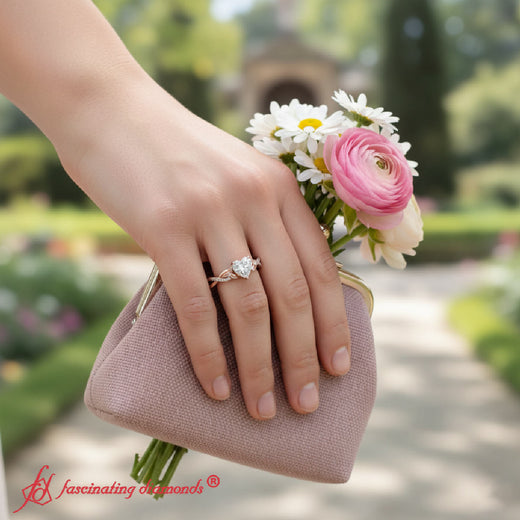 Heart Shaped Infinity Daisy Floral Engagement Ring