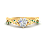 Load image into Gallery viewer, infinity-daisy-floral-heart-shaped-emerald-engagement-ring-in-yellow-gold-FD9986HTRGEMGR-NL-YG
