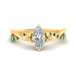 Load image into Gallery viewer, infinity-daisy-floral-marquise-cut-emerald-engagement-ring-in-yellow-gold-FD9986MQRGEMGR-NL-YG
