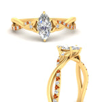 Load image into Gallery viewer, infinity-daisy-floral-marquise-cut-orange-sapphire-engagement-ring-in-yellow-gold-FD9986MQRGSAOR-NL-YG
