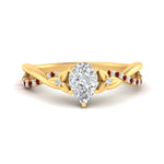 Load image into Gallery viewer, infinity-daisy-floral-pear-shaped-ruby-engagement-ring-in-yellow-gold-FD9986PERGRUDR-NL-YG
