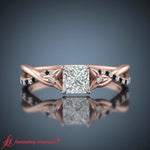 Load image into Gallery viewer, Princess Cut Infinity Daisy Floral Engagement Ring
