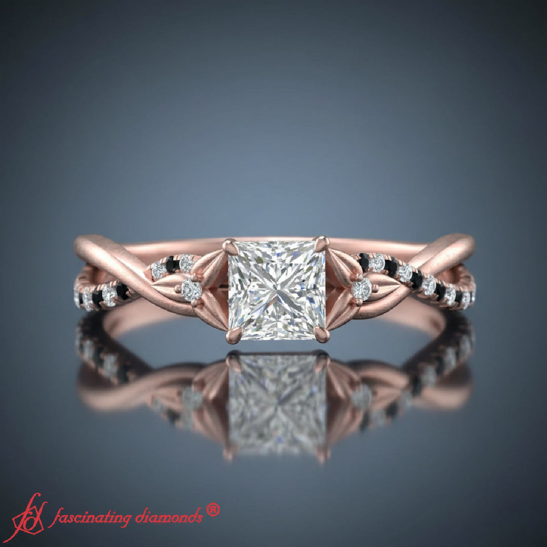 Princess Cut Infinity Daisy Floral Engagement Ring