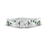Load image into Gallery viewer, infinity-daisy-floral-princess-cut-emerald-engagement-ring-in-white-gold-FD9986PRRGEMGR-NL-WG
