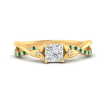 Load image into Gallery viewer, infinity-daisy-floral-princess-cut-emerald-engagement-ring-in-yellow-gold-FD9986PRRGEMGR-NL-YG
