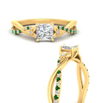 Load image into Gallery viewer, infinity-daisy-floral-princess-cut-emerald-engagement-ring-in-yellow-gold-FD9986PRRGEMGR-NL-YG
