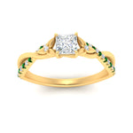 Load image into Gallery viewer, infinity-daisy-floral-princess-cut-emerald-engagement-ring-in-yellow-gold-FD9986PRRGEMGR-NL-YG
