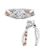 Load image into Gallery viewer, infinity-daisy-floral-princess-cut-orange-sapphire-engagement-ring-in-white-gold-FD9986PRRGSAOR-NL-WG
