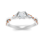 Load image into Gallery viewer, infinity-daisy-floral-princess-cut-orange-sapphire-engagement-ring-in-white-gold-FD9986PRRGSAOR-NL-WG
