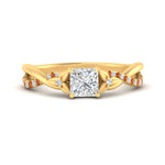 Load image into Gallery viewer, infinity-daisy-floral-princess-cut-orange-sapphire-engagement-ring-in-yellow-gold-FD9986PRRGSAOR-NL-YG
