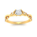 Load image into Gallery viewer, infinity-daisy-floral-princess-cut-orange-sapphire-engagement-ring-in-yellow-gold-FD9986PRRGSAOR-NL-YG
