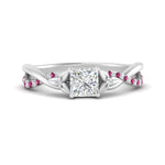 Load image into Gallery viewer, infinity-daisy-floral-princess-cut-pink-sapphire-engagement-ring-in-white-gold-FD9986PRRGSADRPI-NL-WG
