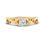 Load image into Gallery viewer, infinity-daisy-floral-princess-cut-pink-sapphire-engagement-ring-in-yellow-gold-FD9986PRRGSADRPI-NL-YG
