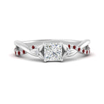 Load image into Gallery viewer, infinity-daisy-floral-princess-cut-ruby-engagement-ring-in-white-gold-FD9986PRRGRUDR-NL-WG
