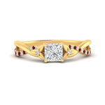 Load image into Gallery viewer, infinity-daisy-floral-princess-cut-ruby-engagement-ring-in-yellow-gold-FD9986PRRGRUDR-NL-YG

