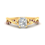 Load image into Gallery viewer, infinity-daisy-floral-radiant-cut-ruby-engagement-ring-in-yellow-gold-FD9986RARGRUDR-NL-YG
