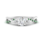 Load image into Gallery viewer, infinity-daisy-floral-round-cut-emerald-engagement-ring-in-white-gold-FD9986RORGEMGR-NL-WG
