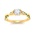 Load image into Gallery viewer, infinity-daisy-floral-round-cut-emerald-engagement-ring-in-yellow-gold-FD9986RORGEMGR-NL-YG
