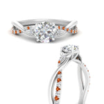 Load image into Gallery viewer, infinity-daisy-floral-round-cut-orange-sapphire-engagement-ring-in-white-gold-FD9986RORGSAOR-NL-WG
