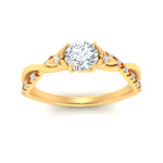 Load image into Gallery viewer, infinity-daisy-floral-round-cut-orange-sapphire-engagement-ring-in-yellow-gold-FD9986RORGSAOR-NL-YG
