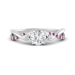 Load image into Gallery viewer, infinity-daisy-floral-round-cut-pink-sapphire-engagement-ring-in-white-gold-FD9986RORGSADRPI-NL-WG
