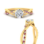 Load image into Gallery viewer, infinity-daisy-floral-round-cut-pink-sapphire-engagement-ring-in-yellow-gold-FD9986RORGSADRPI-NL-YG
