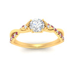 Load image into Gallery viewer, infinity-daisy-floral-round-cut-pink-sapphire-engagement-ring-in-yellow-gold-FD9986RORGSADRPI-NL-YG
