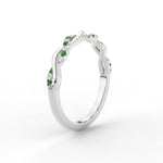 Load image into Gallery viewer, infinity-diamond-wedding-promise-band-with-emerald-in-white-gold-FD1122B1GEMGR-NL-WG
