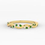 Load image into Gallery viewer, infinity-diamond-wedding-promise-band-with-emerald-in-yellow-gold-FD1122B1GEMGR-NL-YG

