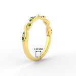 Load image into Gallery viewer, infinity-diamond-wedding-promise-band-with-emerald-in-yellow-gold-FD1122B1GEMGR-NL-YG
