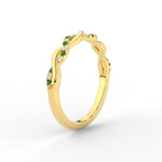 Load image into Gallery viewer, infinity-diamond-wedding-promise-band-with-emerald-in-yellow-gold-FD1122B1GEMGR-NL-YG

