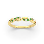 Load image into Gallery viewer, infinity-diamond-wedding-promise-band-with-emerald-in-yellow-gold-FD1122B1GEMGR-NL-YG

