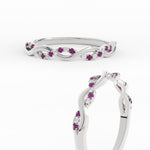 Load image into Gallery viewer, infinity-diamond-wedding-promise-band-with-pink-sapphire-in-white-gold-FD-1122B1GSADRPIANGLE3-NL-WG
