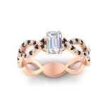 Load image into Gallery viewer, infinity-emerald-cut-twist-diamond-engagement-ring-with-black-diamond-in-rose-gold-FD11157EMRGBLACKANGLE3-NL-RG

