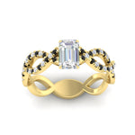 Load image into Gallery viewer, infinity-emerald-cut-twist-diamond-engagement-ring-with-black-diamond-in-yellow-gold-FD11157EMRGBLACKANGLE3-NL-YG
