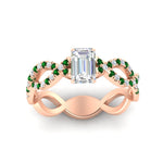 Load image into Gallery viewer, infinity-emerald-cut-twist-diamond-engagement-ring-with-emerald-in-rose-gold-FD11157EMRGEMGRANGLE3-NL-RG
